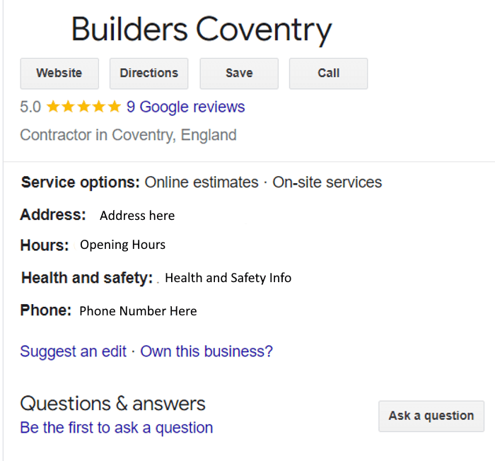 google my business company info