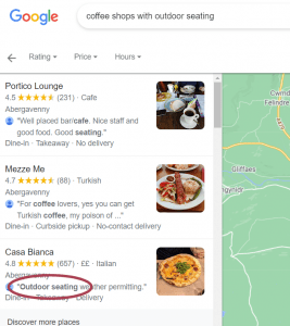 local coffee shop google search