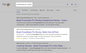 review stars schema mark up in serps