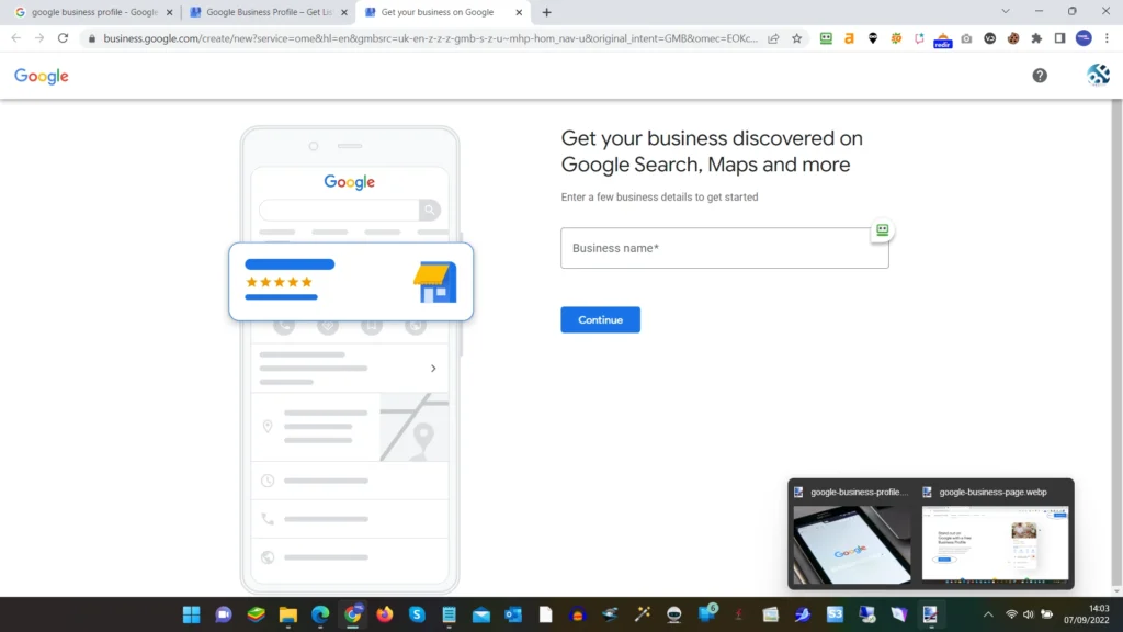 Set up Business on Google