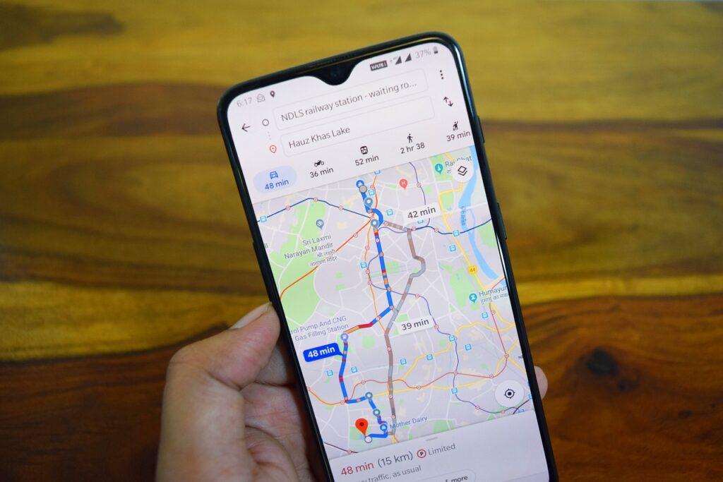 google maps on smartphone